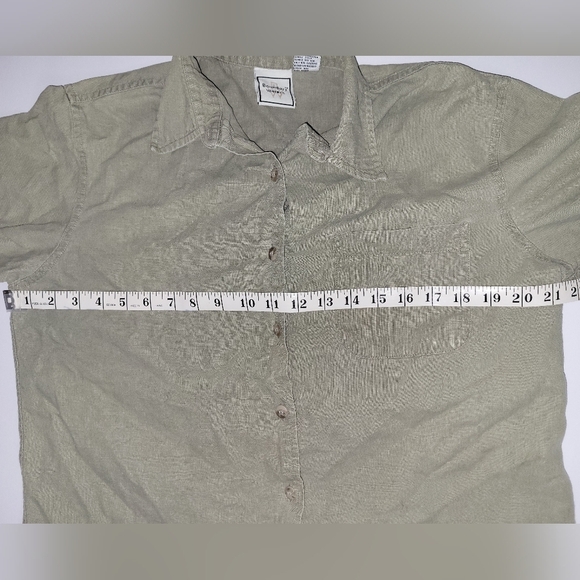 Womens Casual Summer Lightweight Linen Blend Green Button Down Shirt - Picture 5 of 8